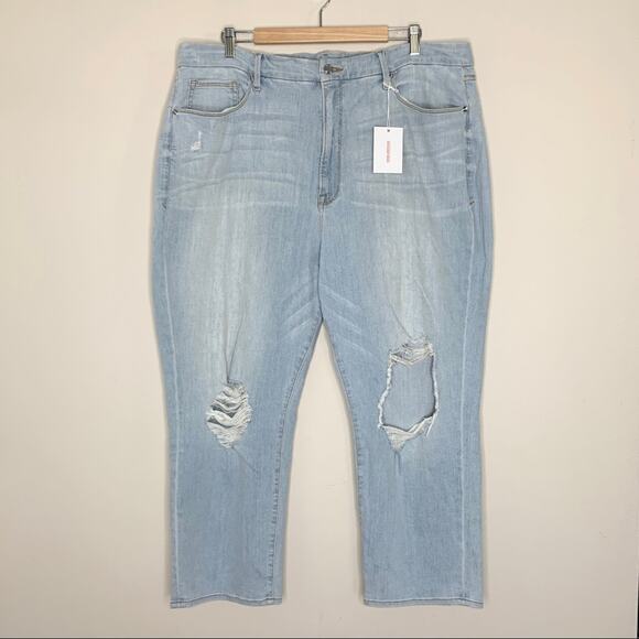 NEW Good American Good Cuts Slim Boyfriend Jeans (Sz 24) High Rise Crop Blue011 - Picture 5 of 15